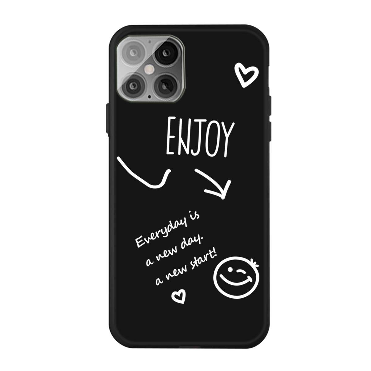 

Smile Pattern Printing Matte TPU Back Case for iPhone 12 Pro Max - Black, iPhone 12 Pro Max