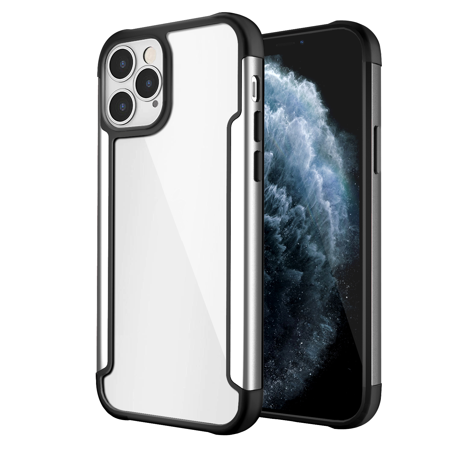 

Cool Guard Metal + PC + TPU Hybrid Case for iPhone 12 Pro Max - Silver, iPhone 12 Pro Max