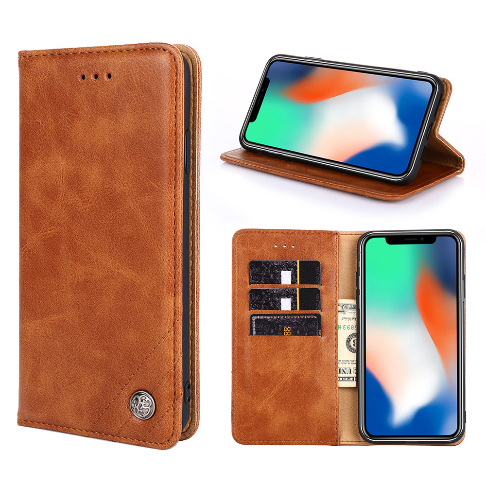 

Retro Texture Leather Wallet Phone Flip Stand Case for iPhone 12 Pro Max - Brown, iPhone 12 Pro Max