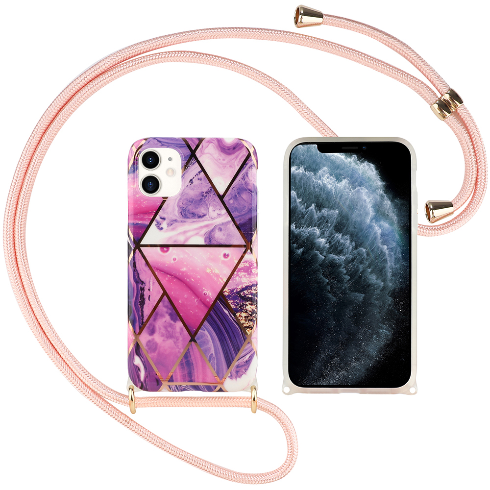 

IMD ELLOPLOOTS TPU Телефон Защитная Оболочка С Регулируемым Тарелкой Для IPhone 12 Mini - Фиолетовая Геометрия, iPhone 12 mini