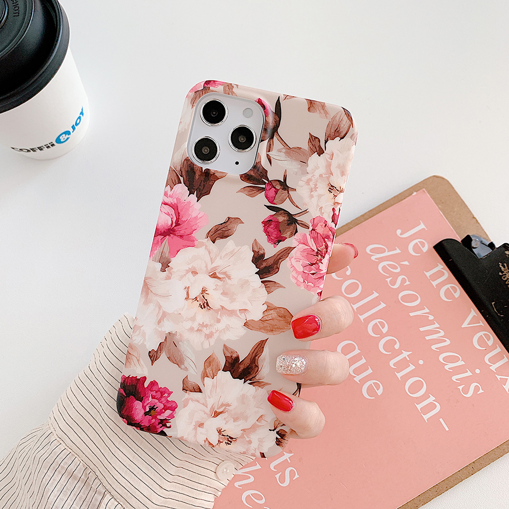 

Натуральные Серии Заводы Pattern Printing IMD TPU Чехол Для Телефона Для IPhone 12 Pro Max - Белые И Красные Цветы, iPhone 12 Pro Max