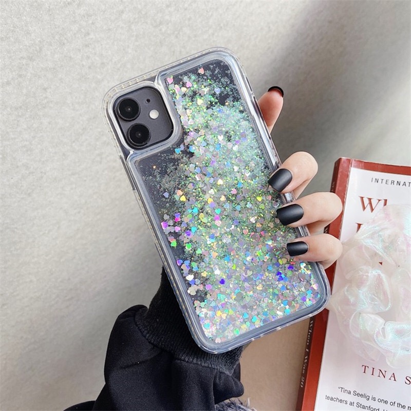 

Горный Декор Grinestone Gradient Glitter Powder Quicksand Shell TPU Для IPhone 12 Mini - Серый / Белый, iPhone 12 mini