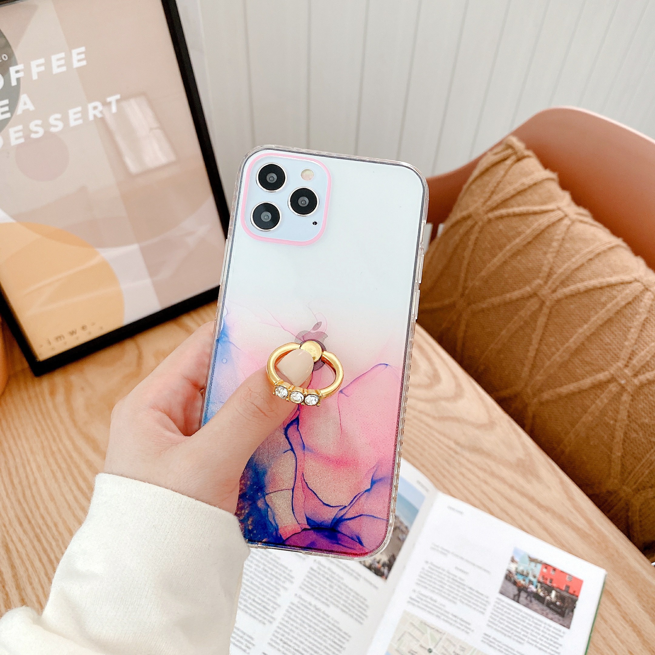 

Natural Series Rendering Style Kickstand PC+TPU Combo Case for iPhone 12 Pro Max - Red, iPhone 12 Pro Max