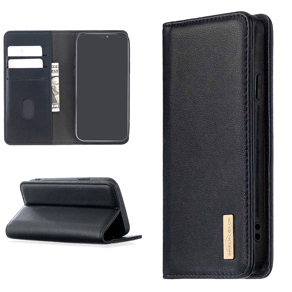 

Split Genuine Leather Wallet Phone Cover Case Anti-Gravity for iPhone 12/12 Pro - Black, iPhone 12