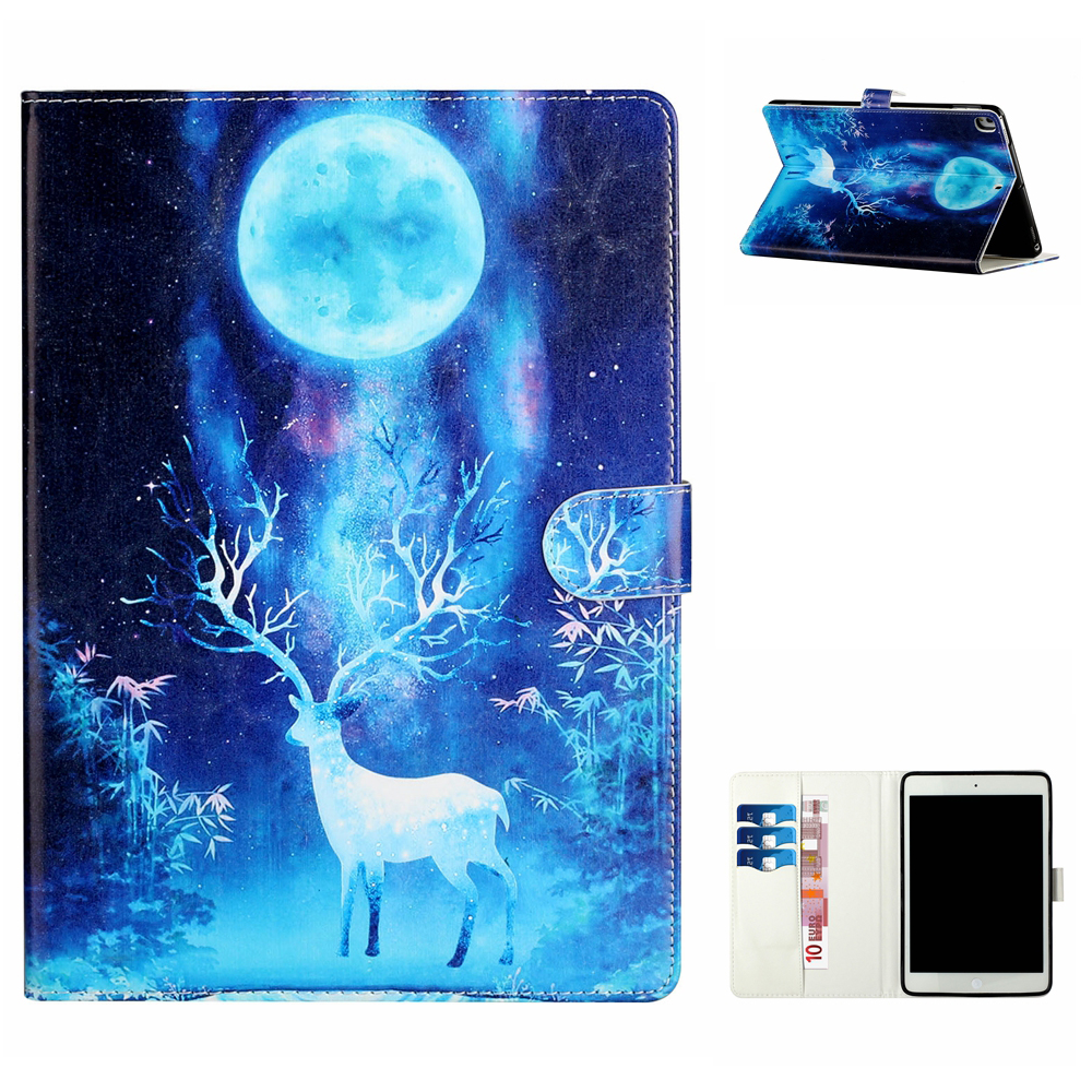 

Pattern Printing Leather Cover Case with Slots and Stand for iPad 10.2 (2020) - Deer and Moon, iPad 10.2 (2020)