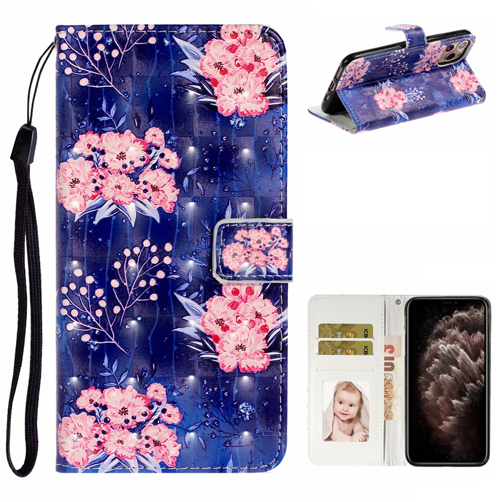 

Light Spot Decor Patterned Case for iPhone 12 Pro Max Leather Cover with Stand - Flowers, iPhone 12 Pro Max