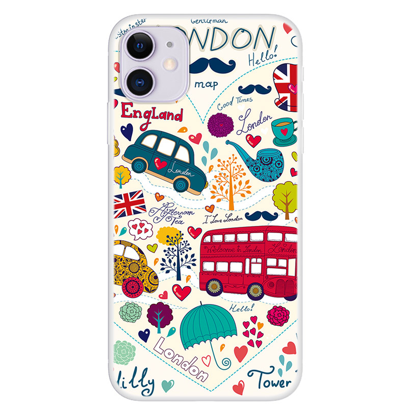

Pattern Printing TPU Back Case for iPhone 12 Pro/12 Soft Cover - London Elements, iPhone 12 Pro
