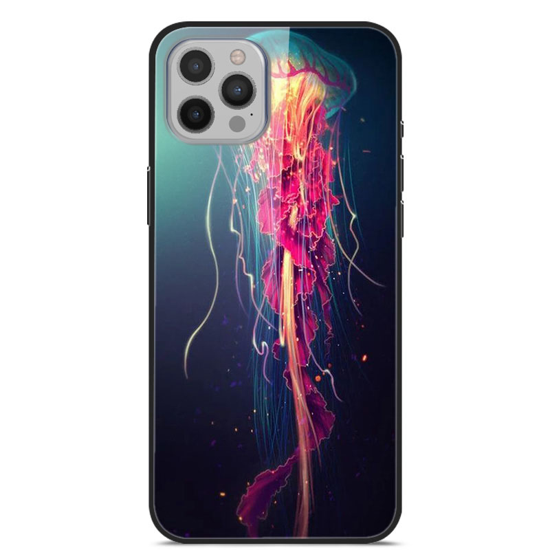 

Pattern Printing Tempered Glass + TPU + PC Hybrid Case for iPhone 12 Pro Max - Jellyfish, iPhone 12 Pro Max