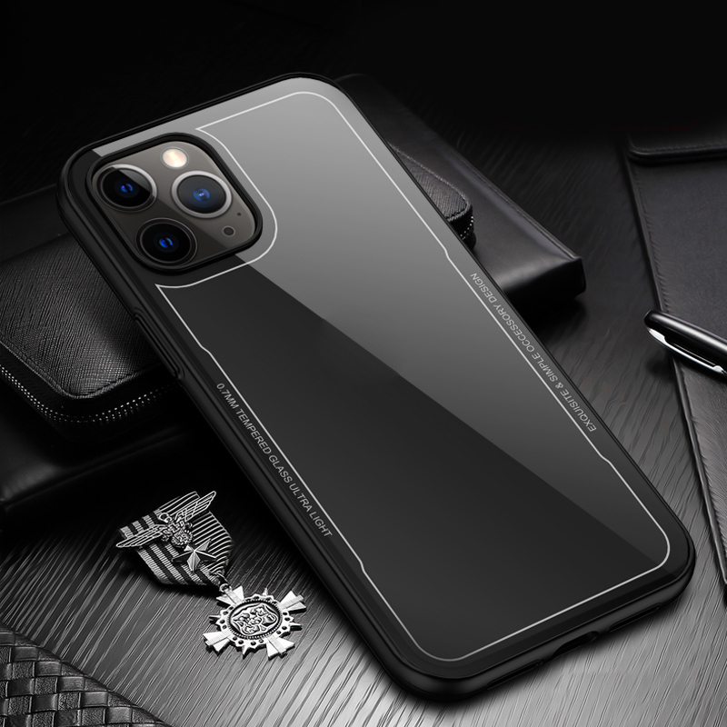 

Простая Серия TPU + Закаленное Стекло На 360 ° Полный Защитный Чехол Для IPhone 12 Pro Max - Чернить, iPhone 12 Pro Max