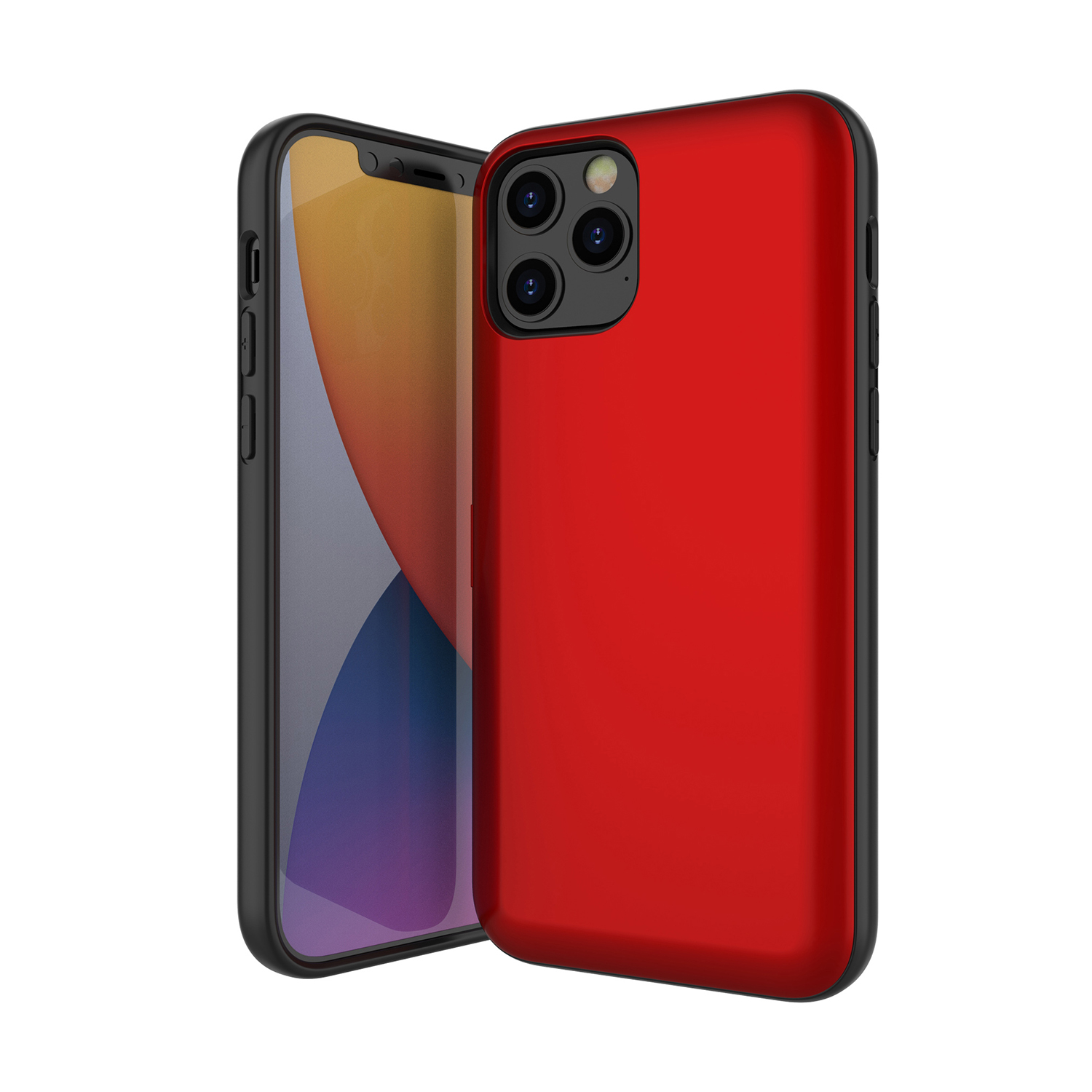 

PC + TPU Hybrid Phone Cover Shell with Flip Card Slot and Kickstand for iPhone 12 Pro Max - Red, iPhone 12 Pro Max