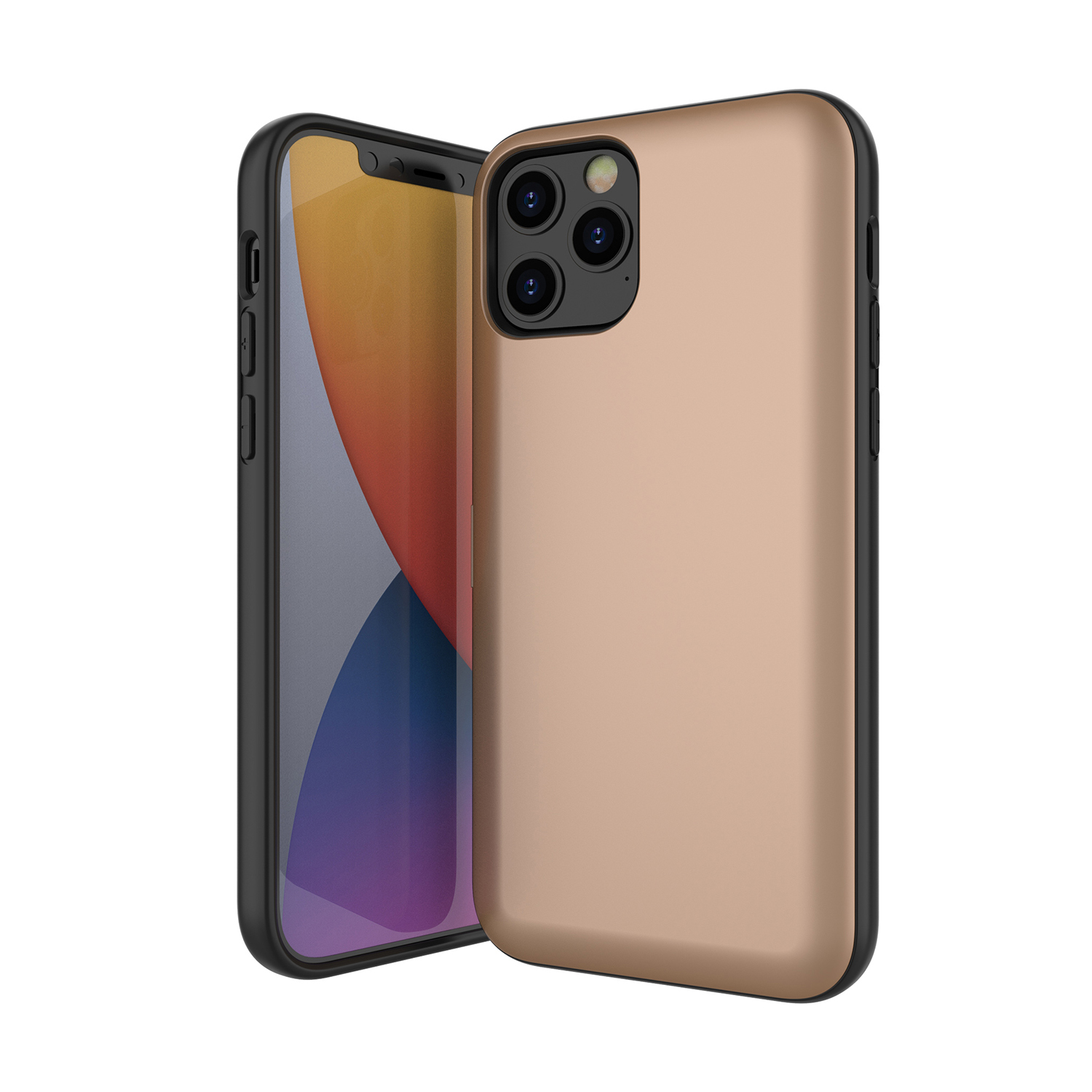 

PC + TPU Hybrid Phone Cover Shell with Flip Card Slot and Kickstand for iPhone 12 Pro Max - Rose Gold, iPhone 12 Pro Max