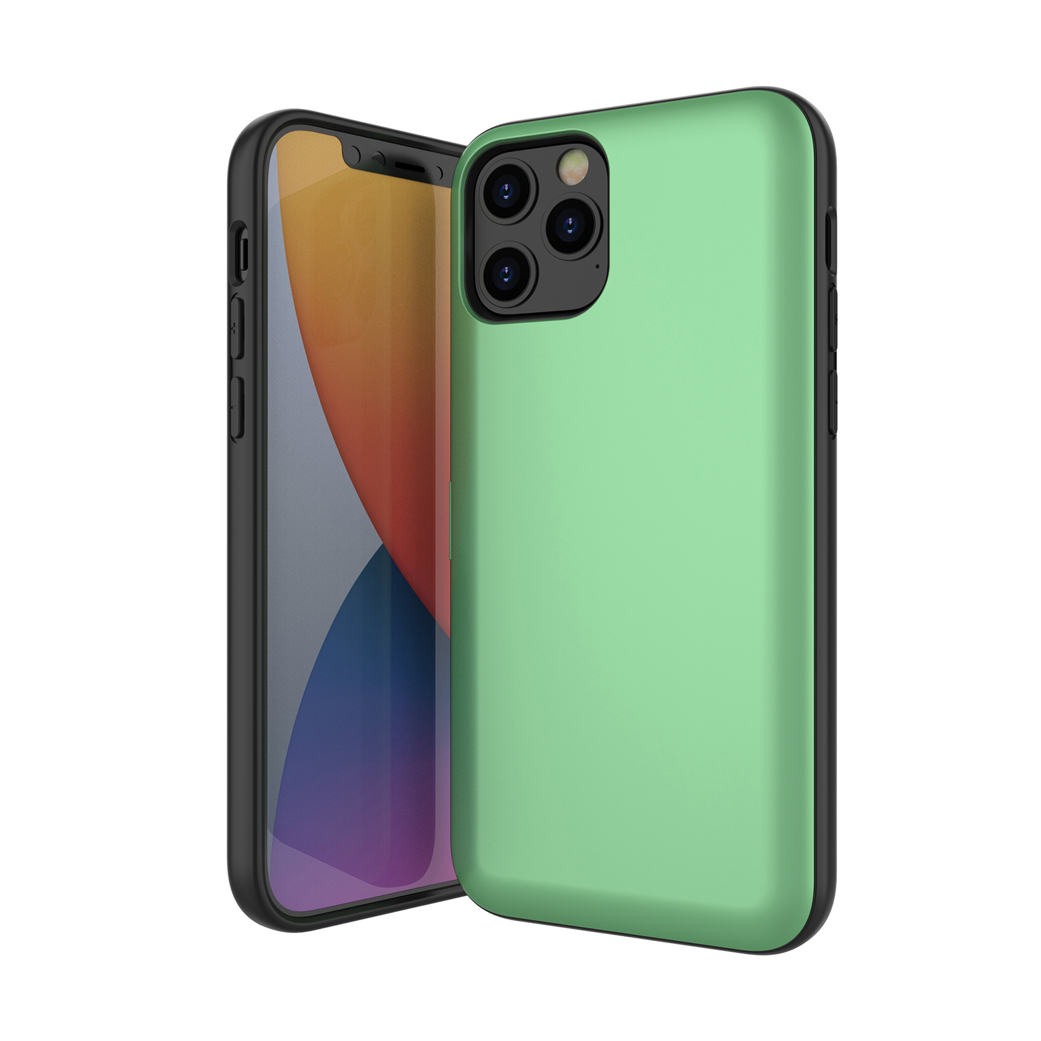 

пк + TPU Hybrid Phone Cover Shell с Слотом Flip Card Для Iphone 12 Mini - Светло-зеленый, iPhone 12 mini