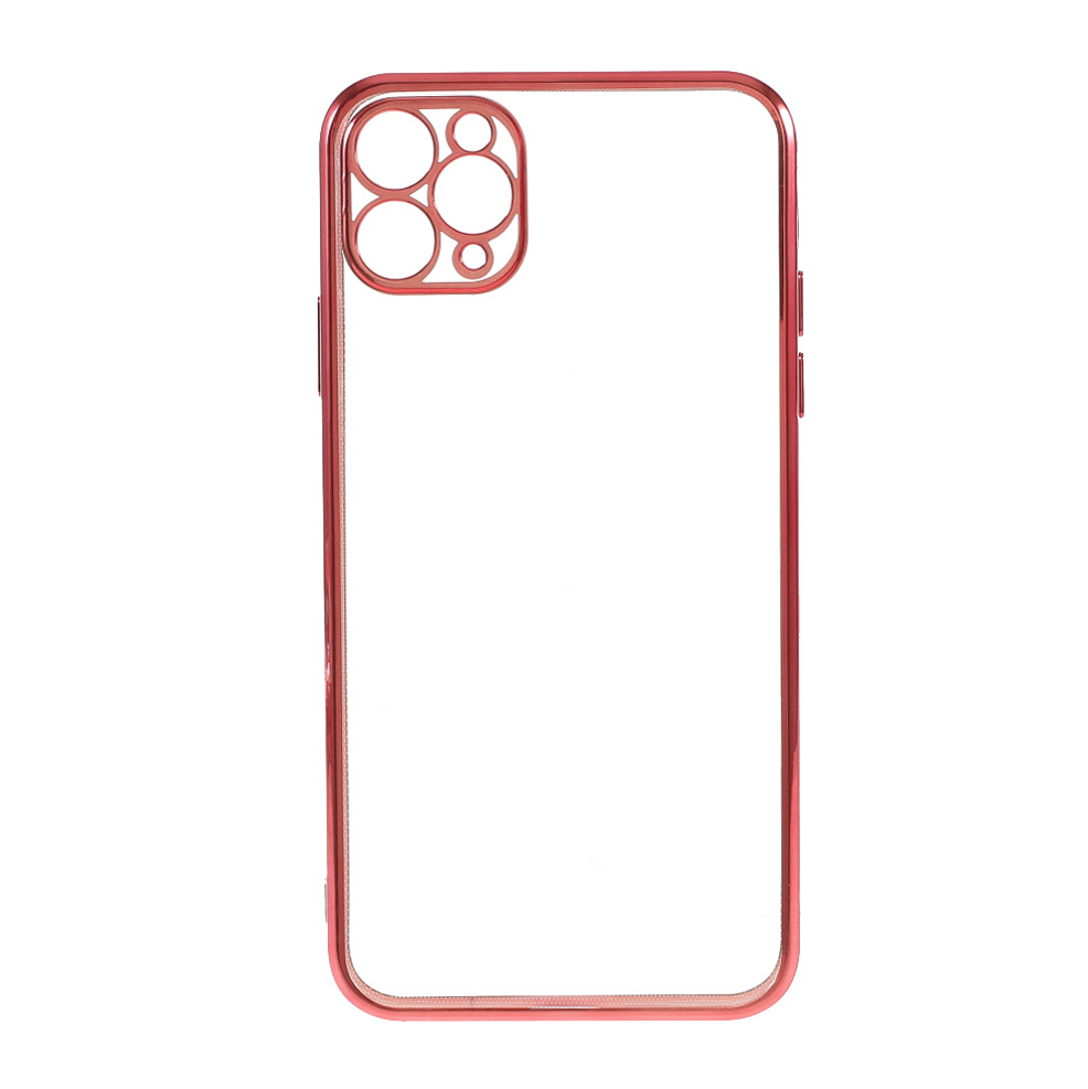 

Electroplating TPU Frame Clear Case for iPhone 12 Pro Max - Red, iPhone 12 Pro Max