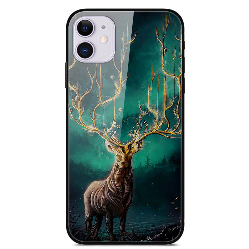 

Pattern Printing Glass + TPU + PC Combo Casing Cover for iPhone 12 Pro / iPhone 12 - Tree Elk, iPhone 12 Pro