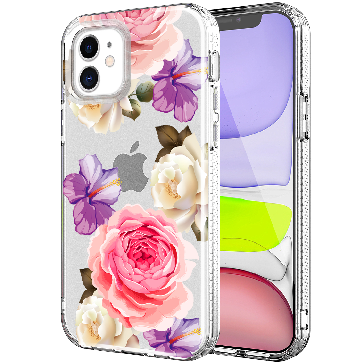 

Pattern Printing Electroplating Phone Cover Case for iPhone 12 mini - Colorful Flowers, iPhone 12 mini