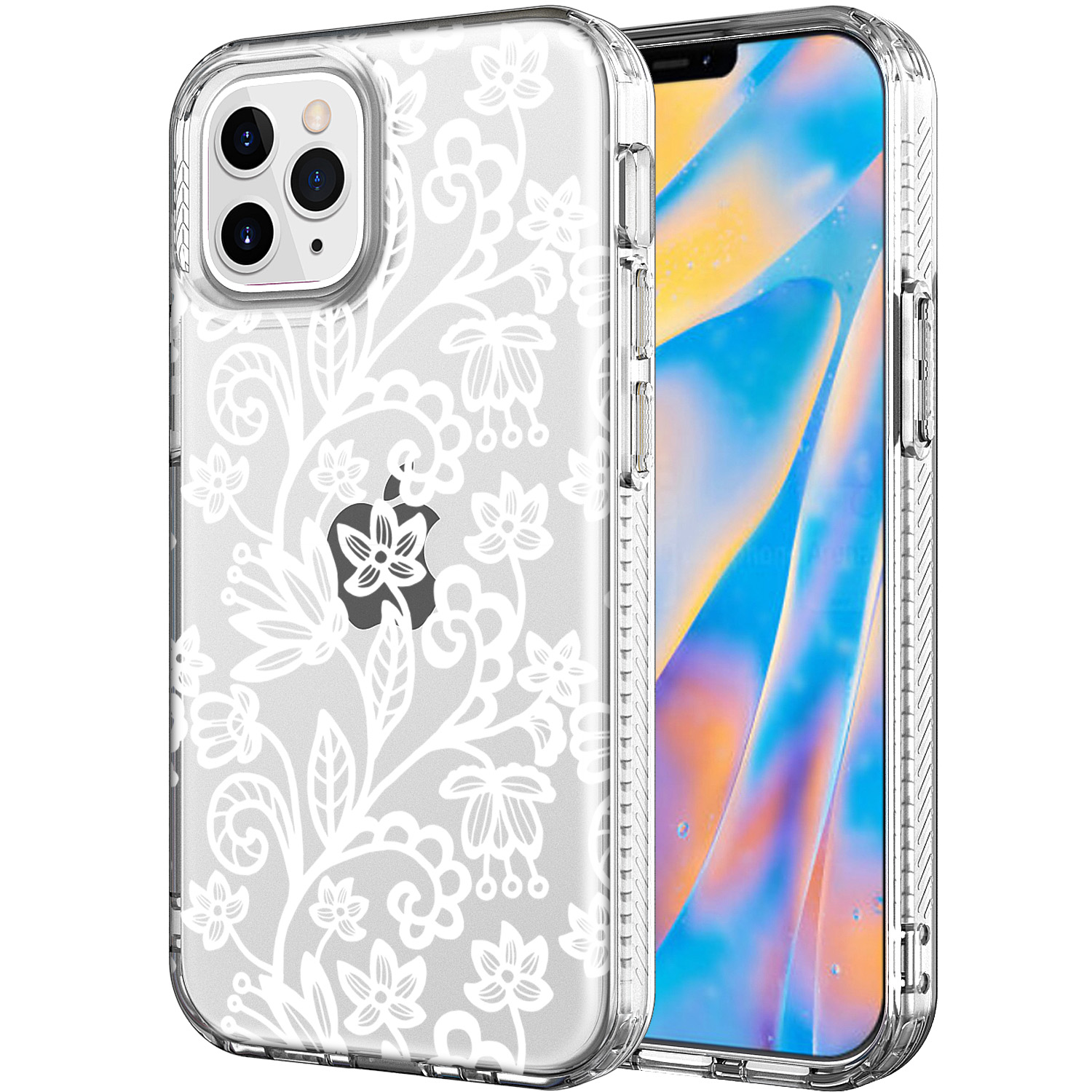 

Electroplating TPU Phone Cover Case for iPhone 12 Pro Max - White Stichwork, iPhone 12 Pro Max