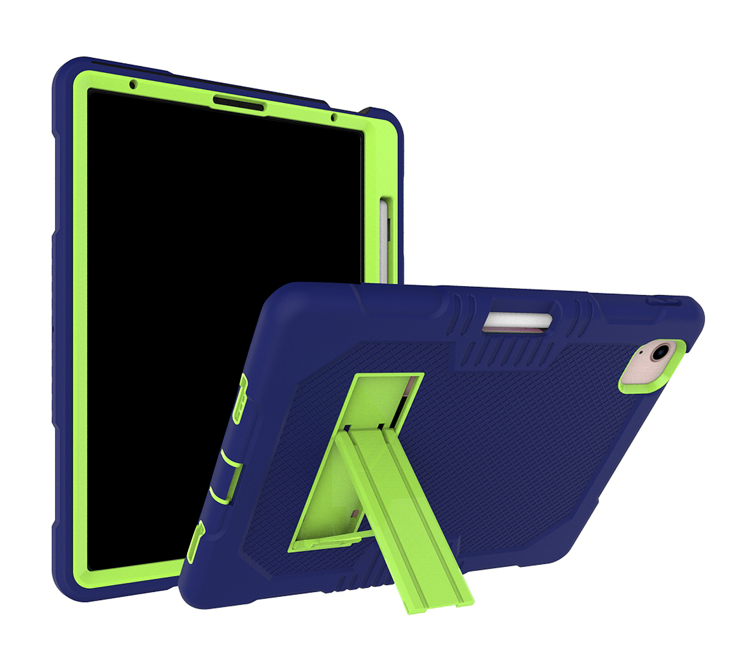 

Shock -resean PC + TPU + Силиконовый Защитник Для Ipad Air (2020)/Air (2022) - Темно -синий/зеленый, iPad Air (2020)