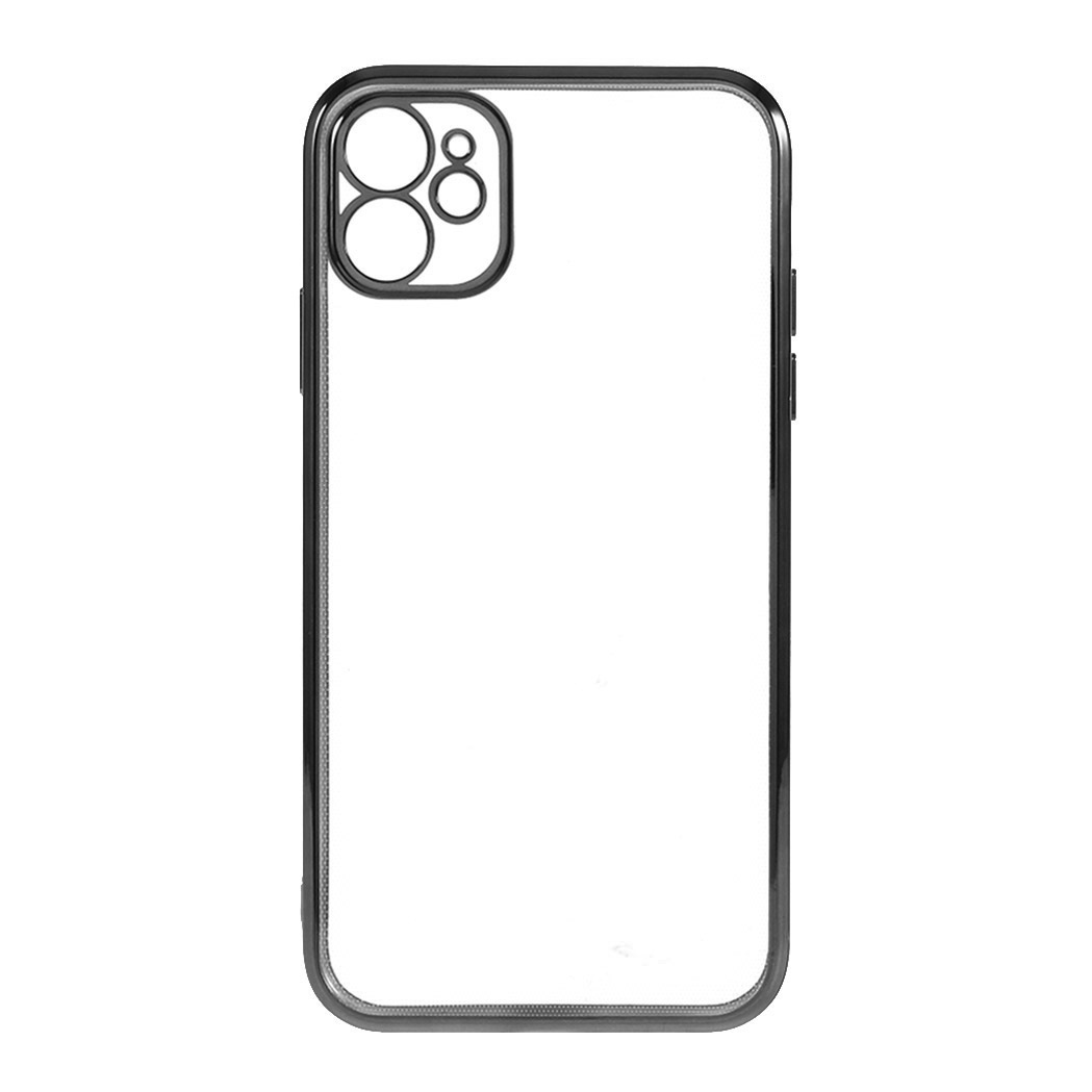 

Electroplating Frame Clear TPU Case for iPhone 12 - Black, iPhone 12