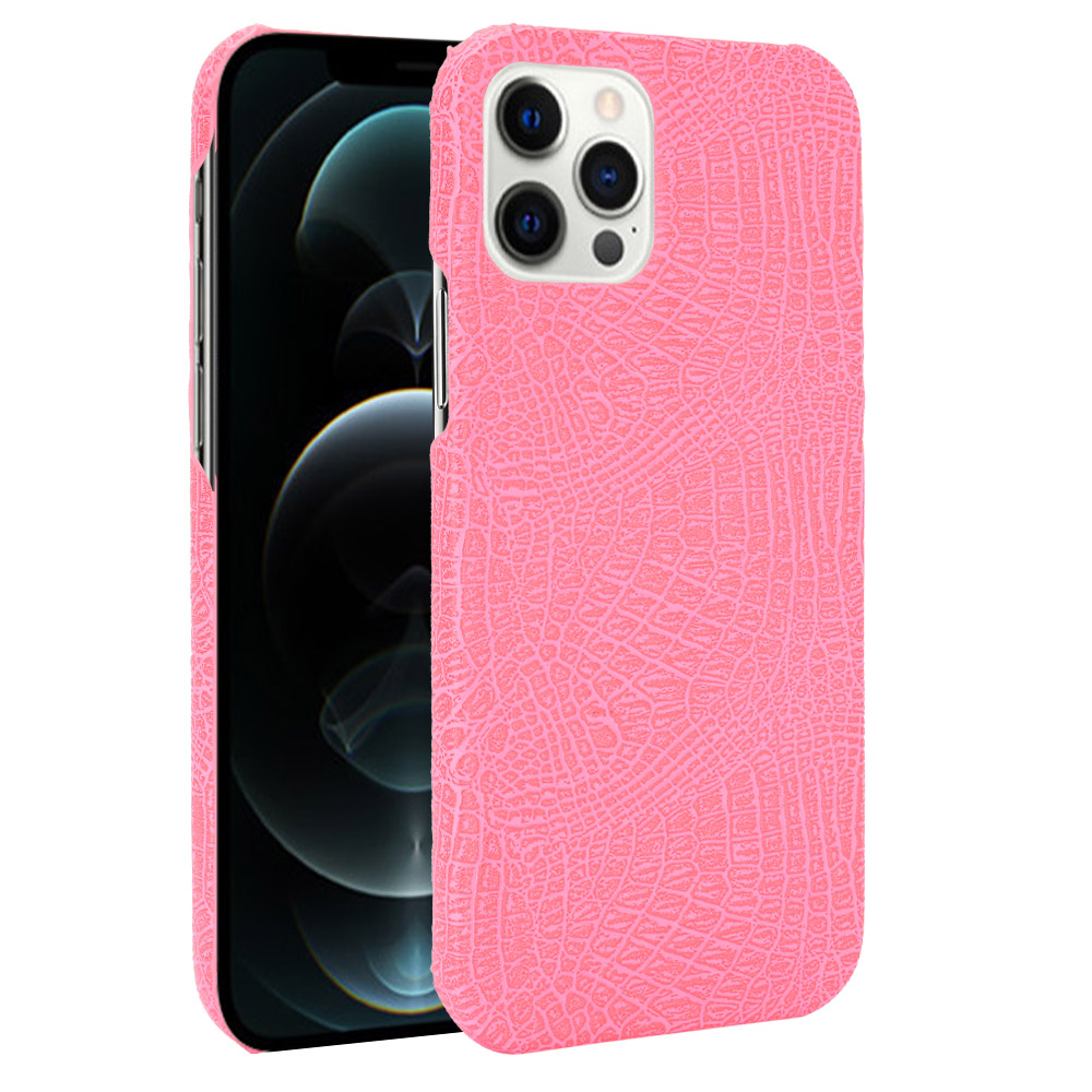 

Crocodile Texture PU Leather + Plastic Phone Case for iPhone 12 Pro / iPhone 12 - Pink, iPhone 12 Pro