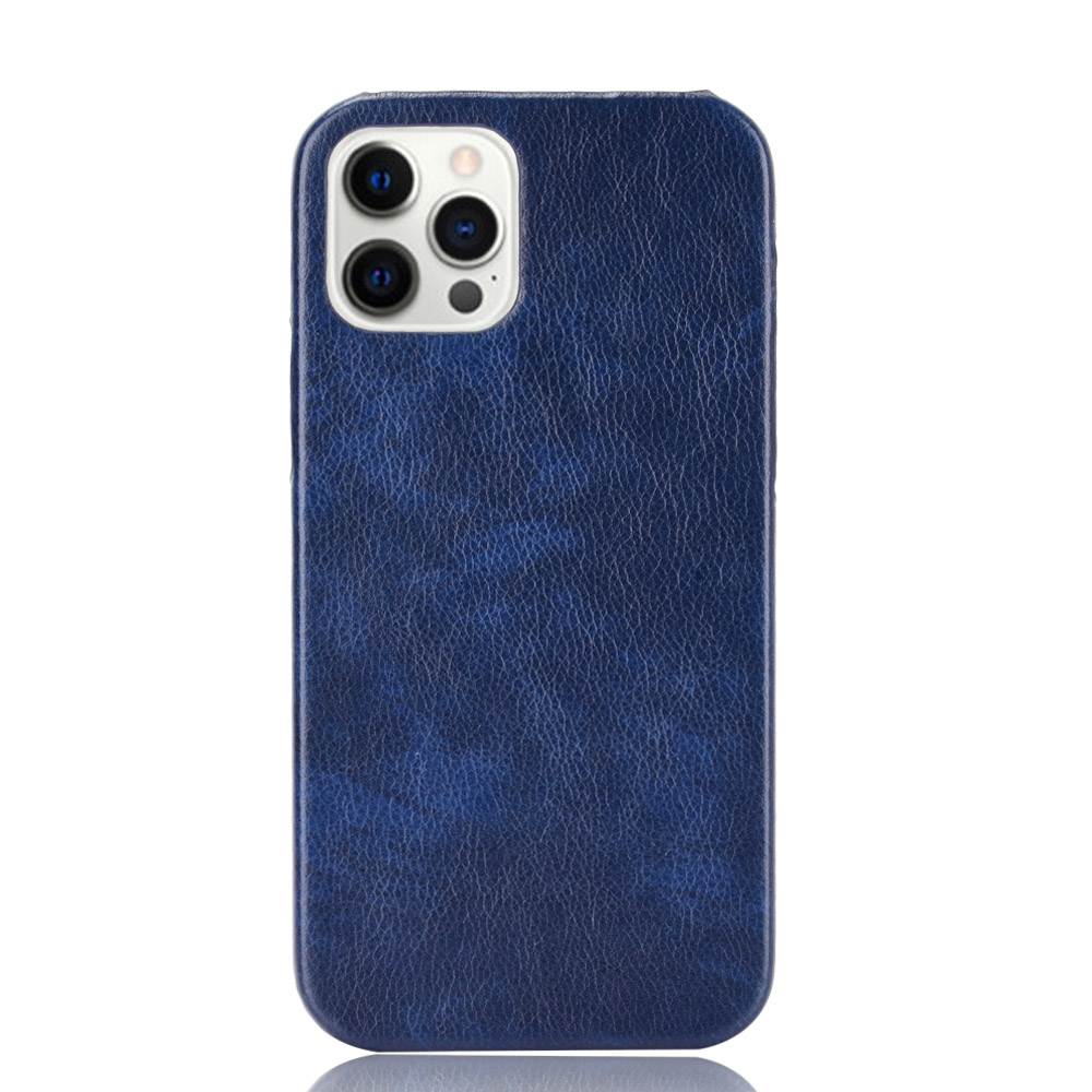 

Litchi Skin Leather Coated PC Phone Shell for iPhone 12 Pro / iPhone 12 - Blue, iPhone 12 Pro