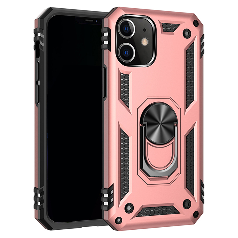 

Armor Shocious Phone Shell PC TPU Гибридный Чехол С Базой Для IPhone 12 Mini - Розовое Золото, iPhone 12 mini