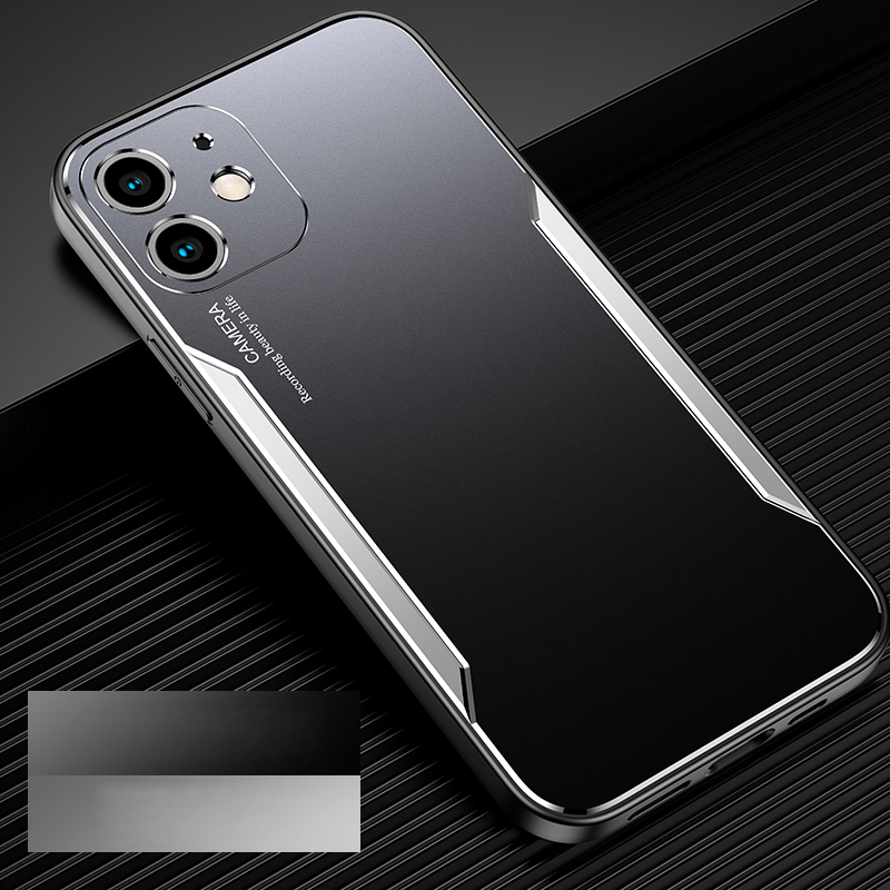 

Для Iphone 12 Мини -корпус Жесткий Алюминиевый Сплав+гибридный Корпус Tpu - Черный / Серебряный, iPhone 12 mini