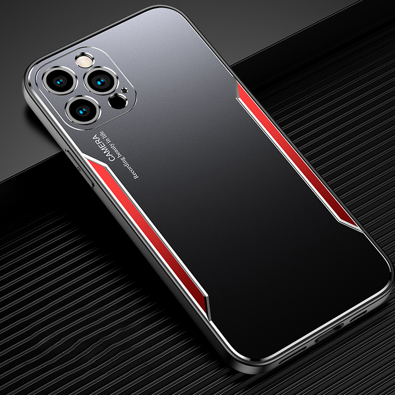 

Hard Aluminum Alloy+TPU Hybrid Phone Case for iPhone 12 Pro Max - Red, iPhone 12 Pro Max