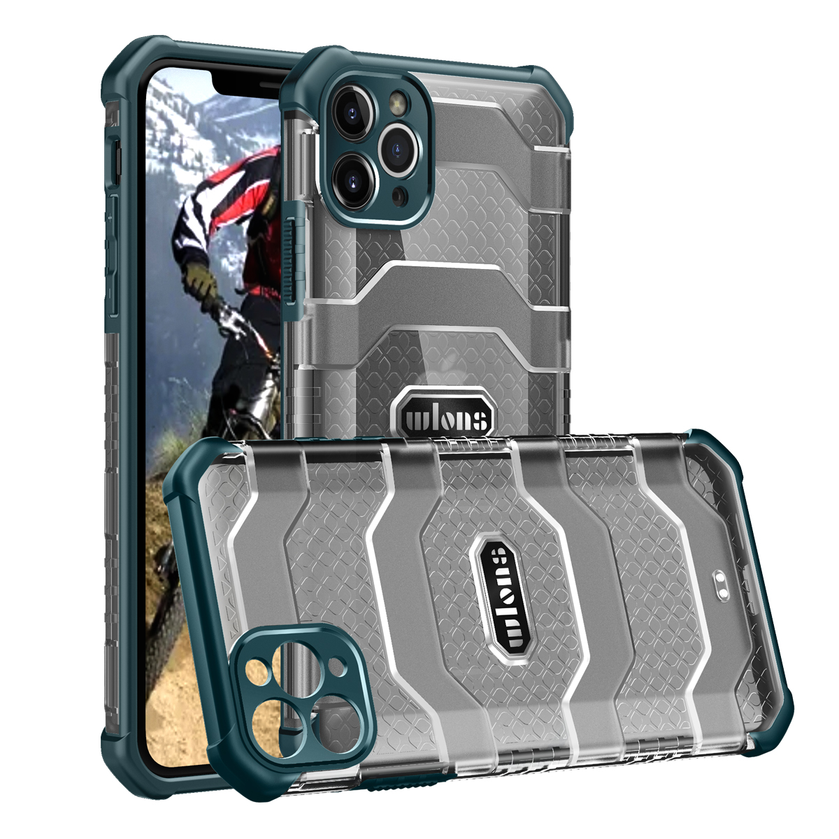 

Series Series Series Без Скольжения Hard PC + TPU Hybrid Cover Для Iphone 11 Pro Max 6,5 Дюйма - Черно -зеленый, iPhone 11 Pro Max 6.5 inch