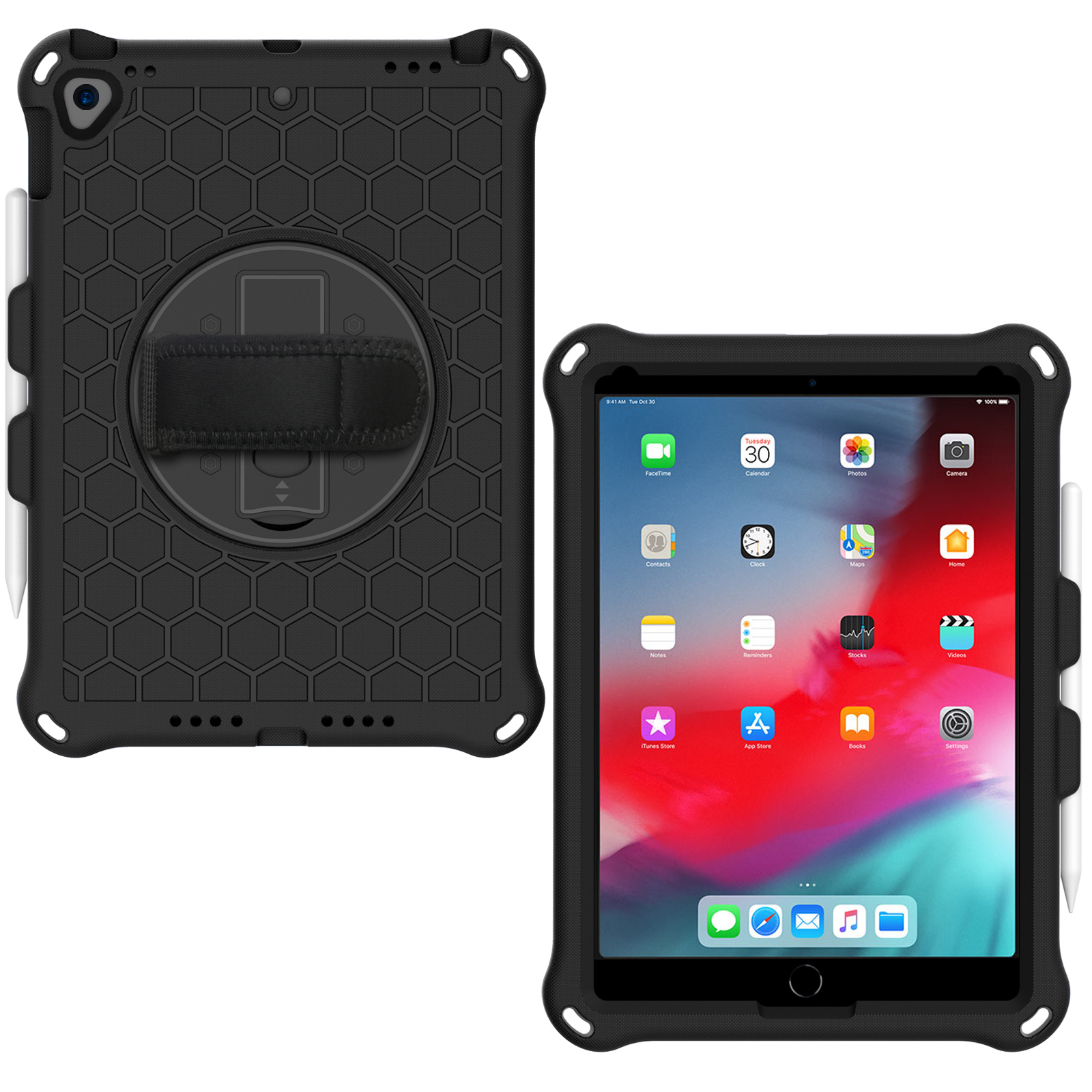 

Honeycomb Texture EVA + PC Tablet Protector with Swivel Kickstand for iPad 10.2 (2021)/(2020)/(2019) - Black/Black, iPad 10.2 (2020)