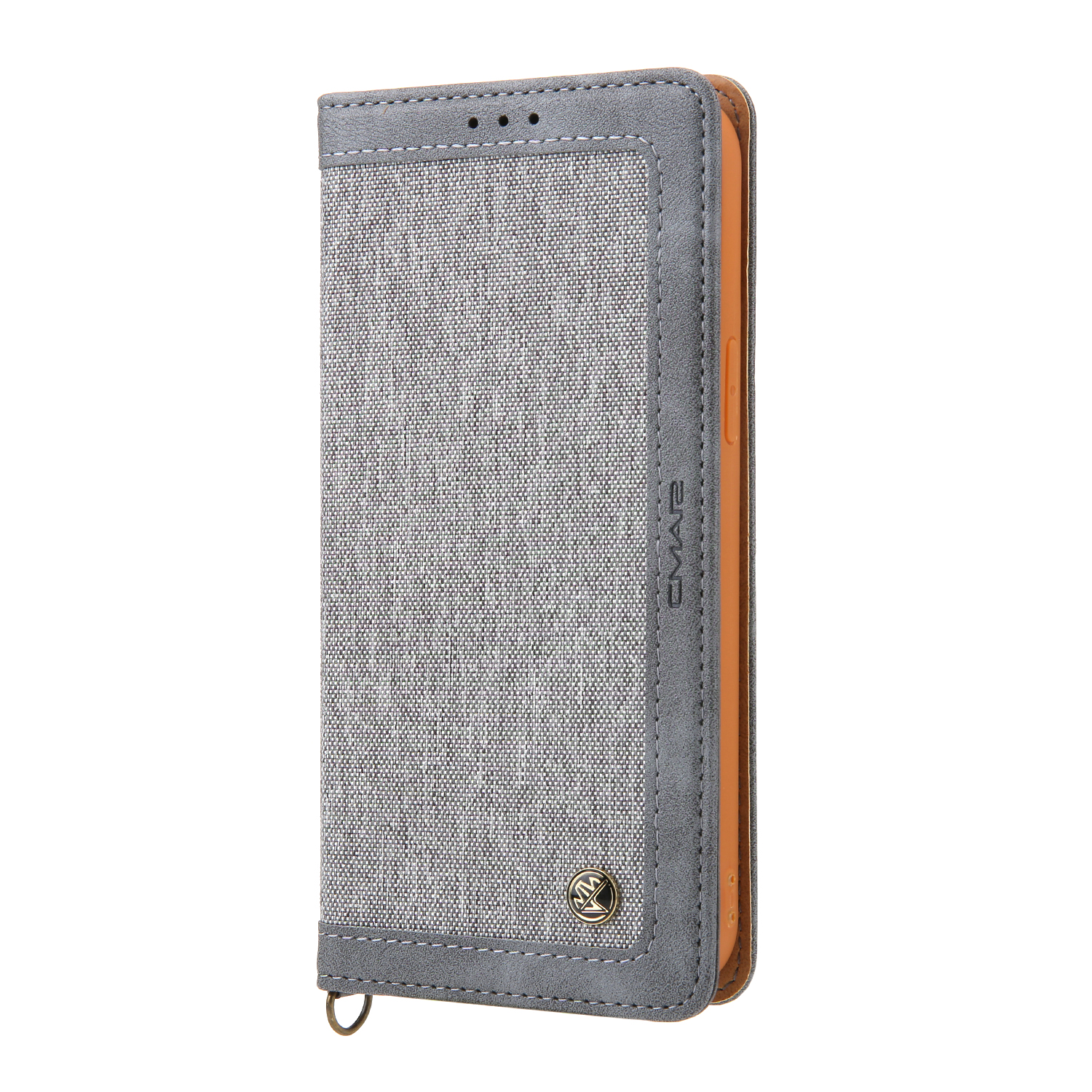 

CMAI2 Jeans Cloth Skin Leather Wallet Phone Case for iPhone 12 Pro Max - Grey, iPhone 12 Pro Max