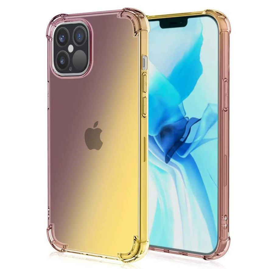 

Градиент Цвета TPU Четыре Угловой Анти-осень Телефонной Оболочкой Для IPhone 12 Pro Max - Черное Золото, iPhone 12 Pro Max