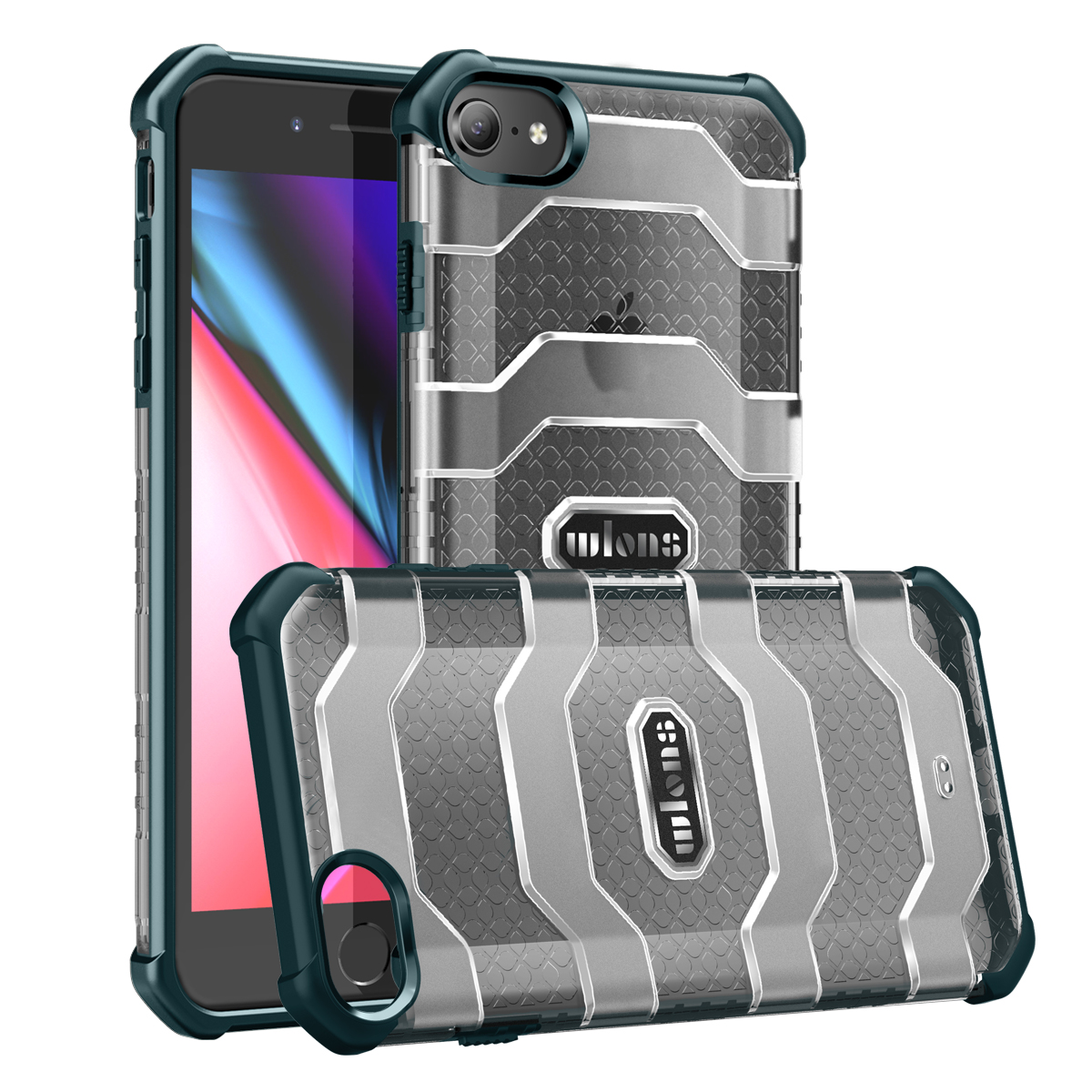 

Серия Explorer Series Hard PC + TPU Защитный не Скользите Для Iphone 7/8/SE (2020)/SE (2022) - Черно -зеленый, iPhone SE (2022)
