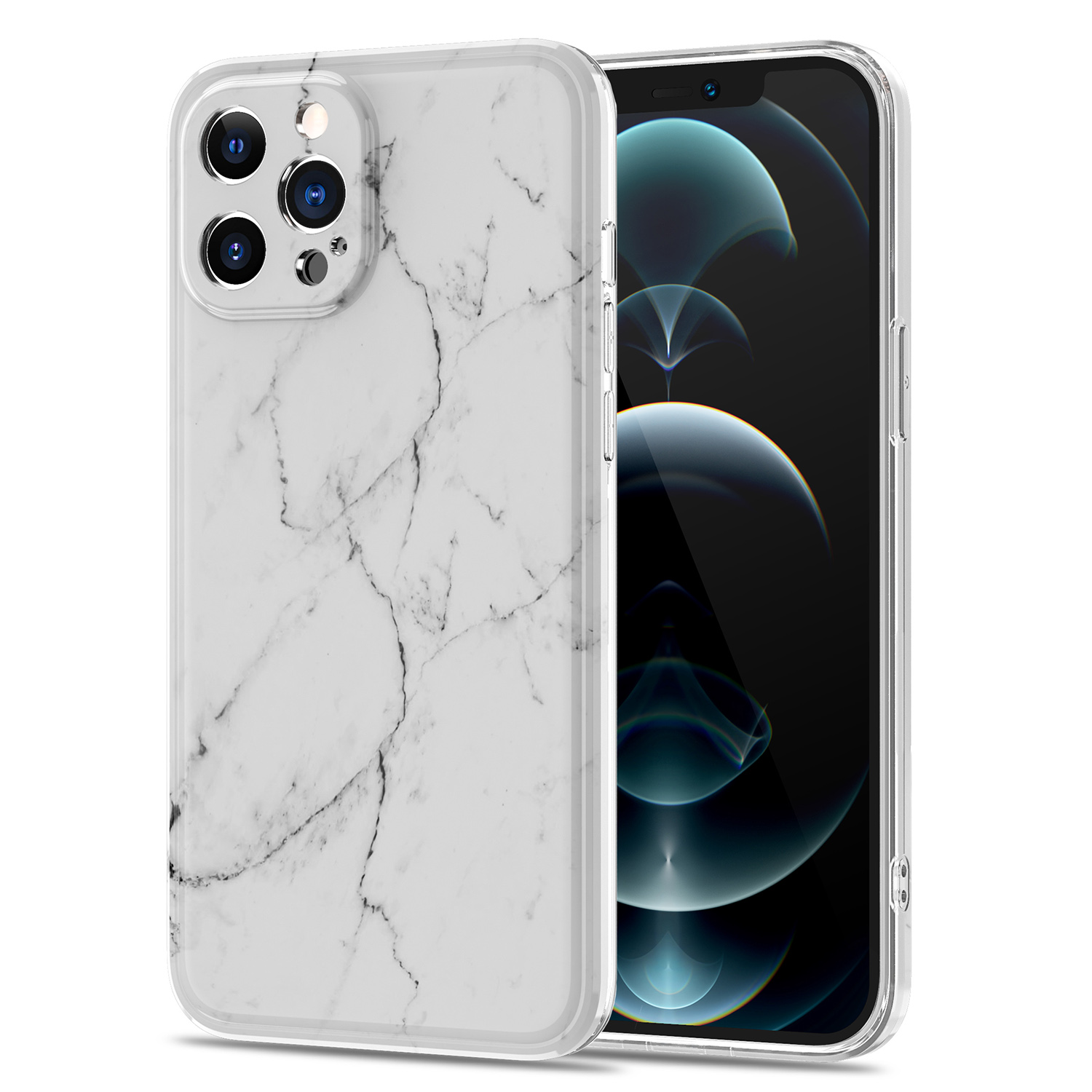 

Краткий Стиль Мраморный Рисунок Печати Телефона Чехол Для IPhone 12 Pro Max - Белый, iPhone 12 Pro Max