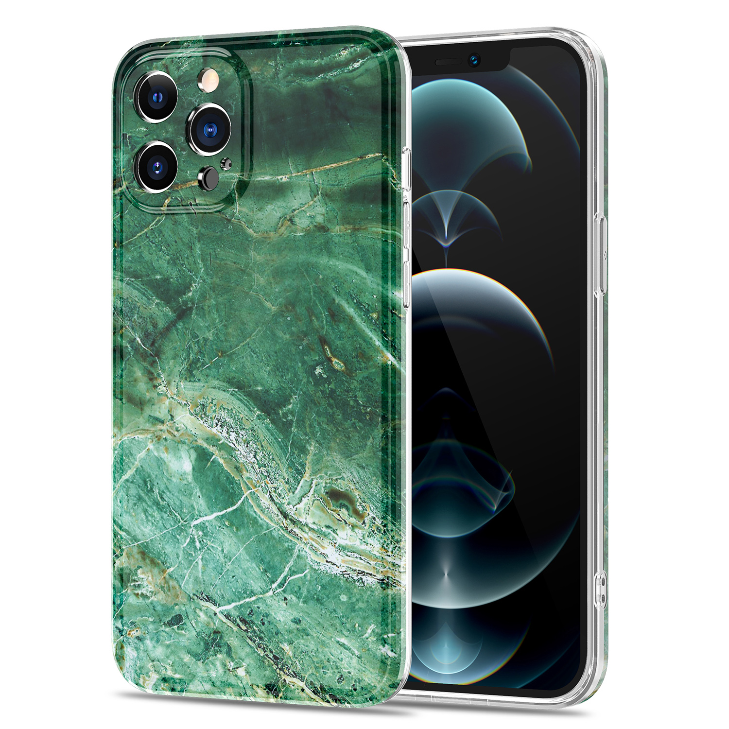 

Краткий Стиль Мраморный Рисунок Печати Телефона Чехол Для IPhone 12 Pro Max - Зеленый, iPhone 12 Pro Max