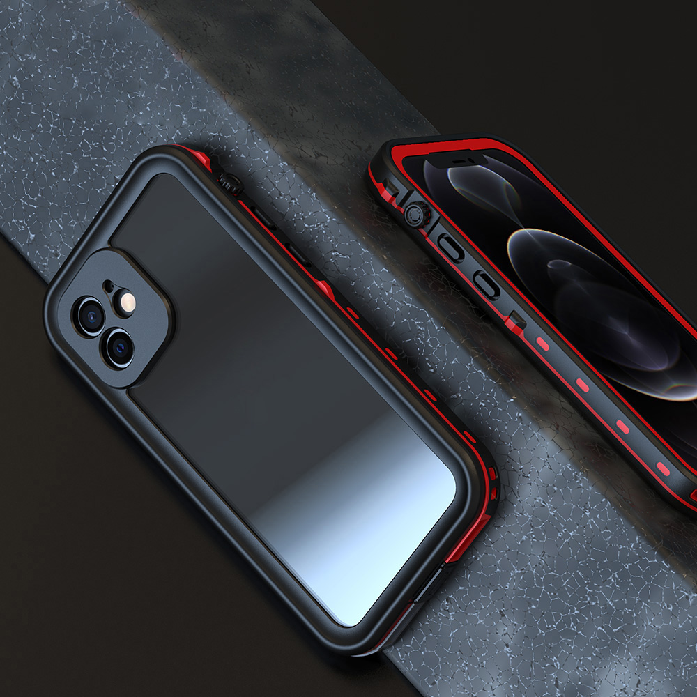 

Redpepper Точка + Серия Прозрачный IP68 Водонепроницаемый PC + TPU Case Phone Покрытие Для IPhone 12 - Красный, iPhone 12