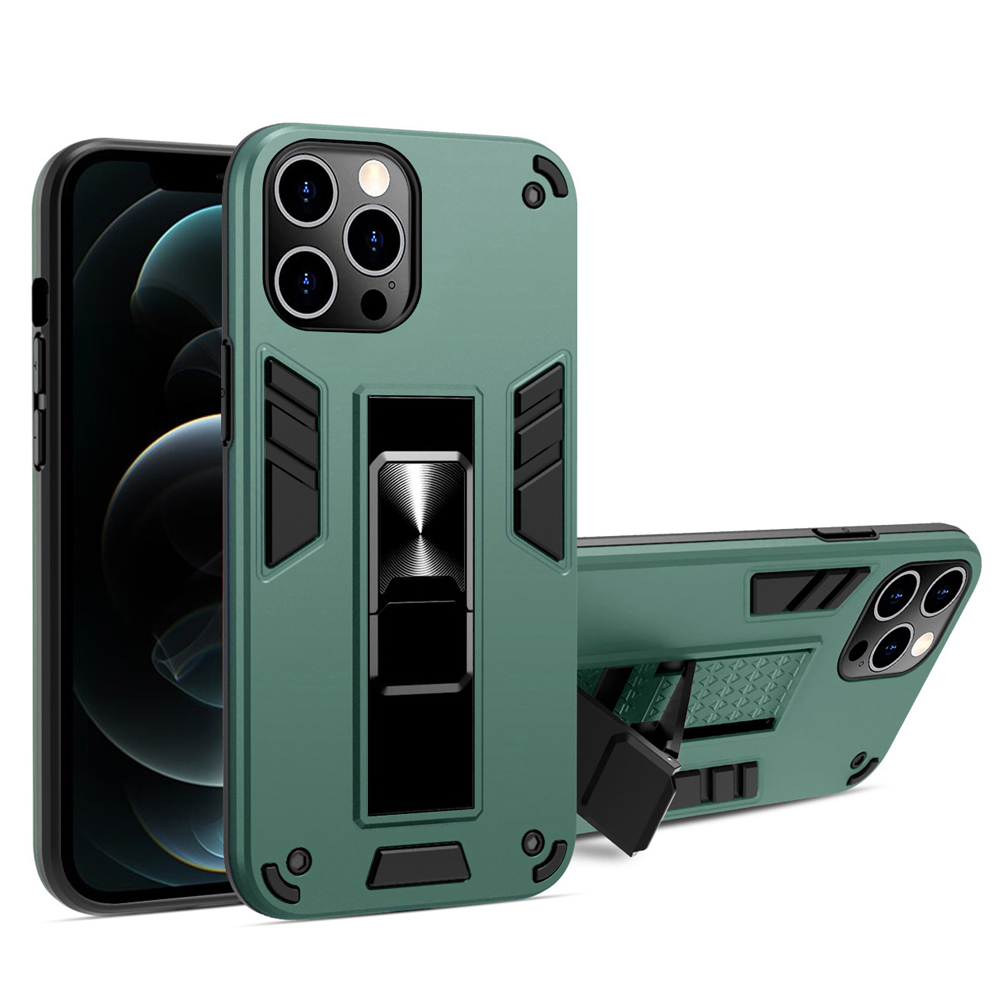 

Invisible Bracket TPU Inner Shell + PC Cover Phone Case for iPhone 12/12 Pro - Green, iPhone 12