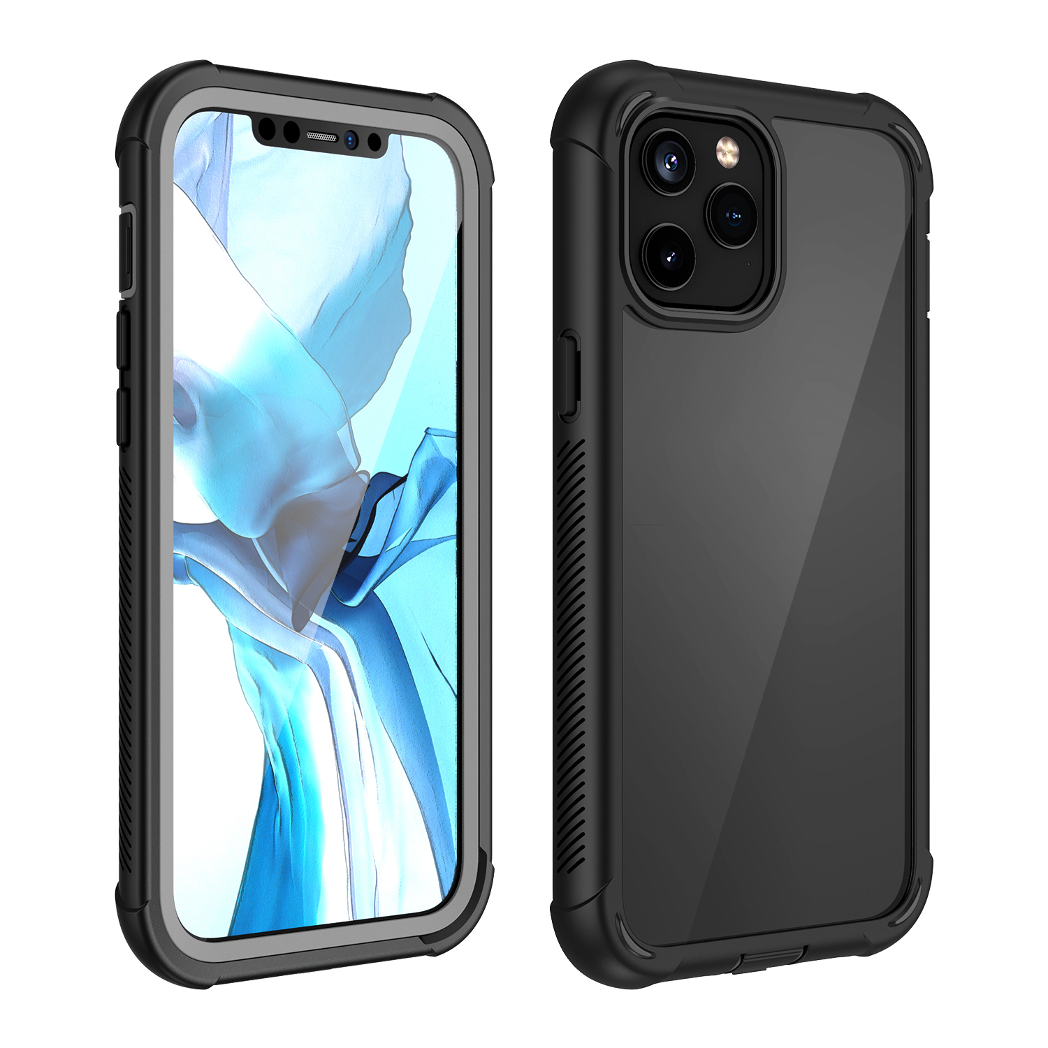 

Полный Охват Подушка Безопасности PC PCU Гибридный Чехол Для IPhone 12 Pro Max - Чернить, iPhone 12 Pro Max