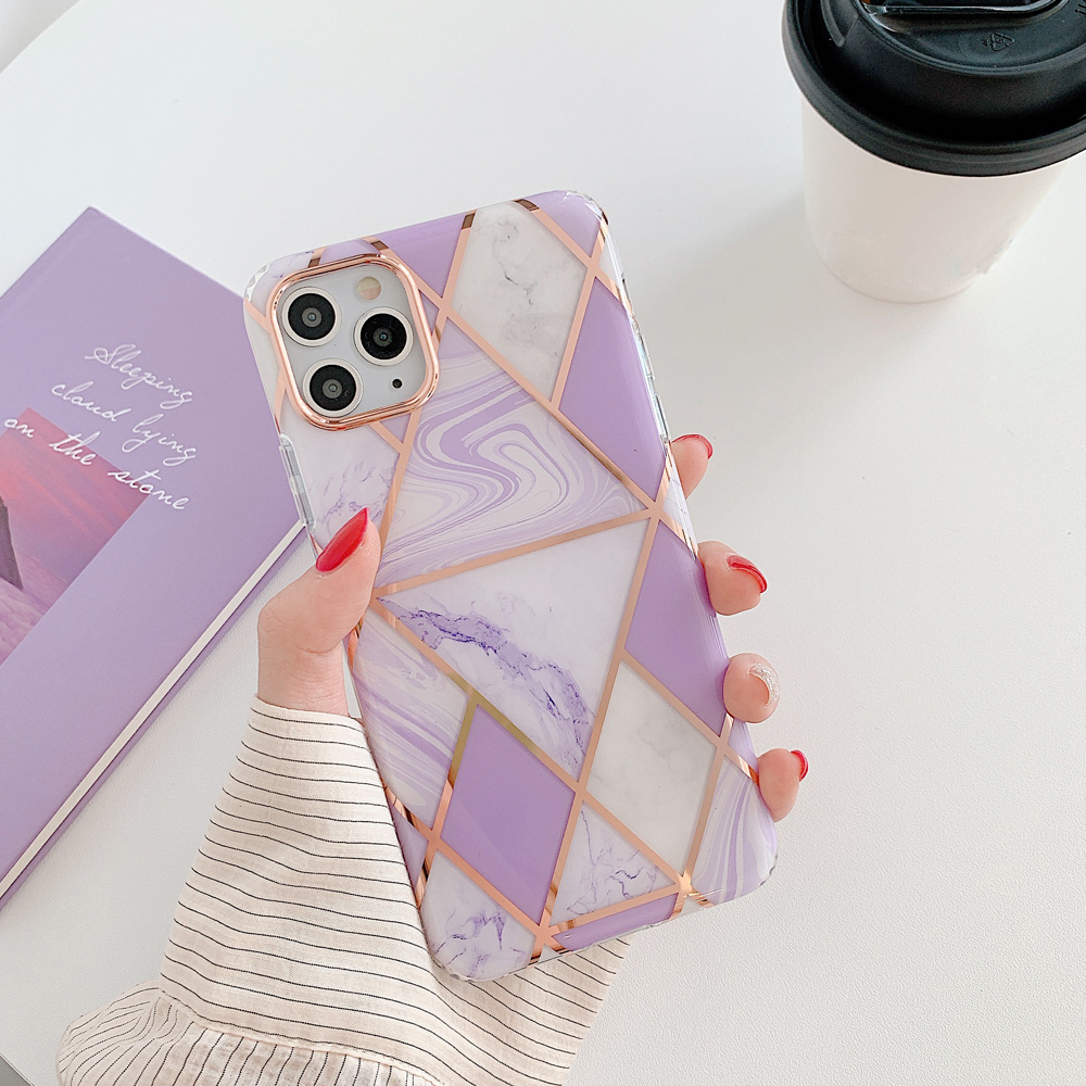 

IMD Surface Workmanship Soft TPU Phone Cover Case for iPhone 12/12 Pro - Light Purple Diamond, iPhone 12