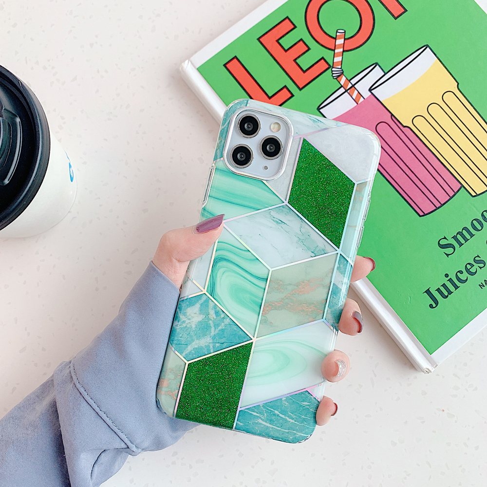 

IMD Surface Workmanship Soft TPU Phone Cover Case for iPhone 12/12 Pro - Green Diamond, iPhone 12