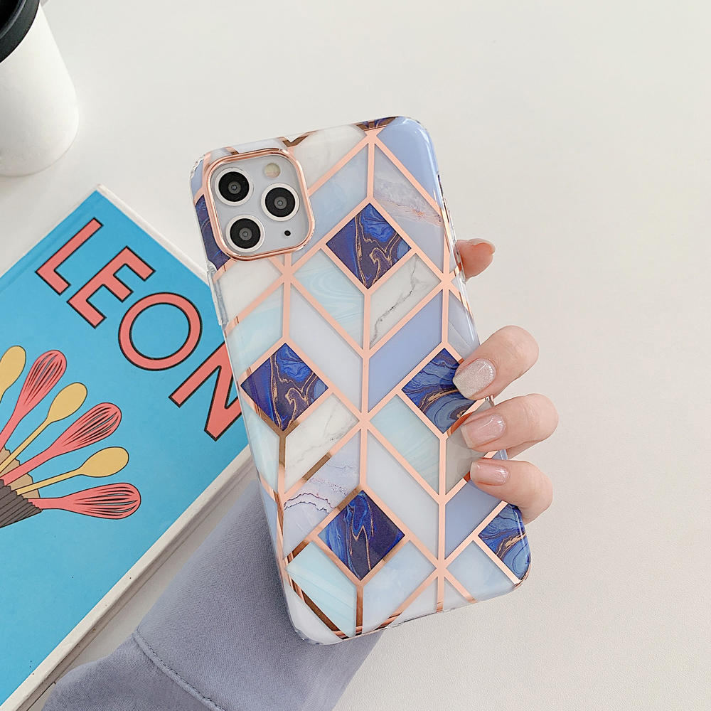 

TPU IMD Pattern Printing Soft Phone Cover Case for iPhone 12 Pro Max - Blue Diamond, iPhone 12 Pro Max