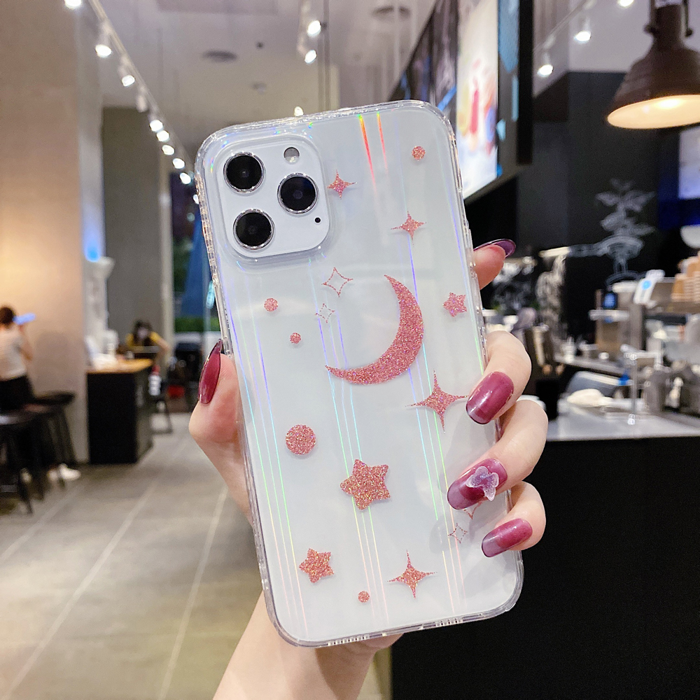 

Gleaming Pattern Soft TPU Sheer Laser Phone Protetcive Shell for iPhone 12 Pro - Red Moon, iPhone 12 Pro