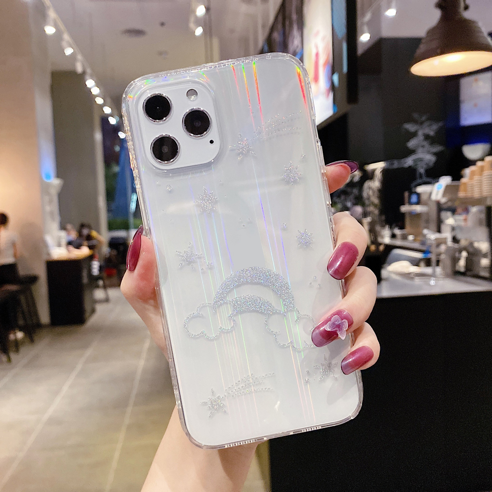 

Soft TPU Sheer Laser Phone Protetcive Shell Для Iphone 12 Pro Max - Серебряная Радуга, iPhone 12 Pro Max