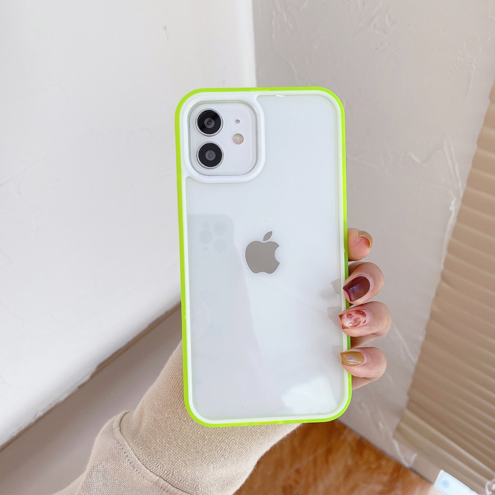 

Acrylic + TPU Cource Phone Case С Би-цветным Краем Для IPhone 12 Mini - Флуоресцентный Зеленый, iPhone 12 mini