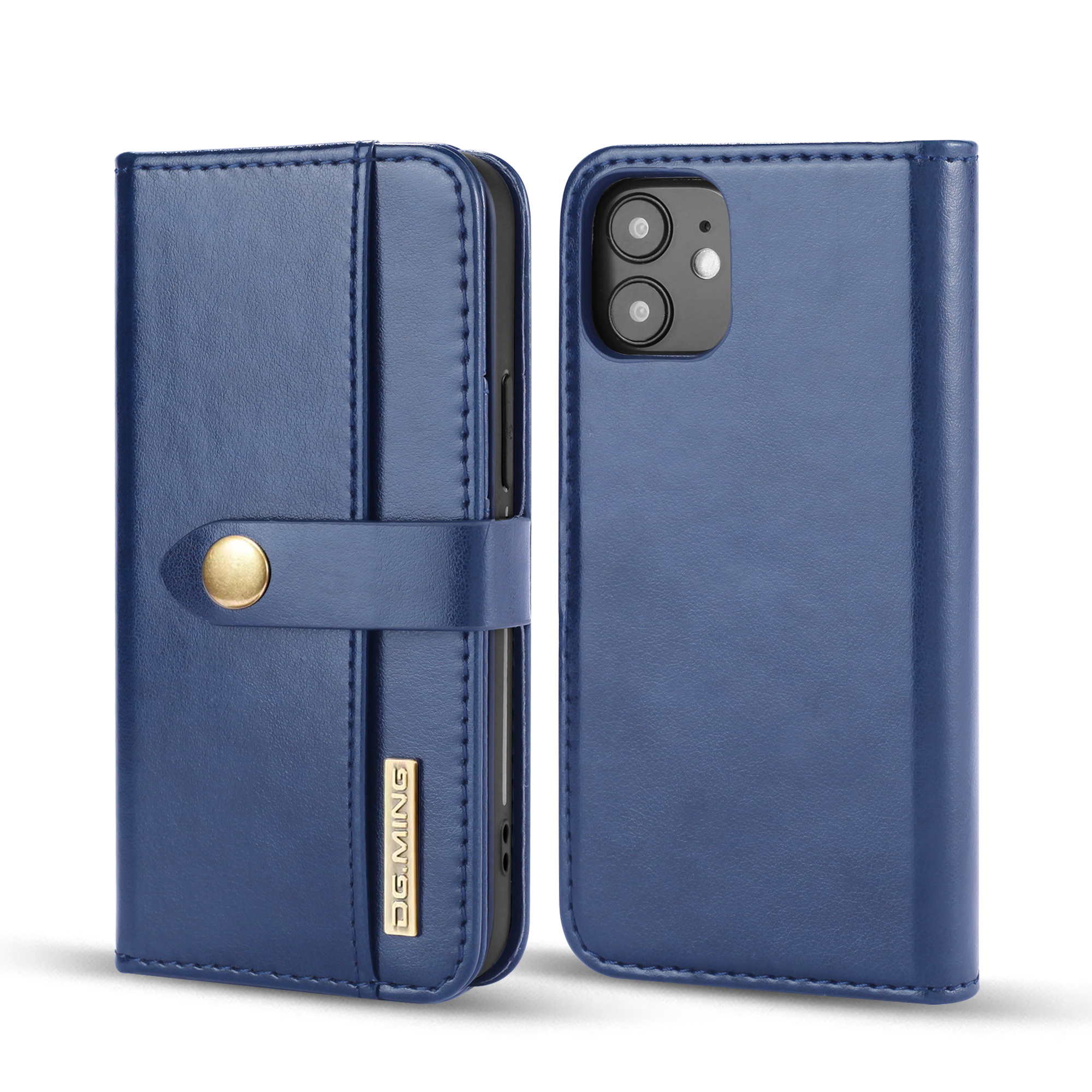 

Дг. Ming Defacleable 2 в 1 Clothing Leather Cover Cover Для Iphone 12 Mini - Синий, iPhone 12 mini