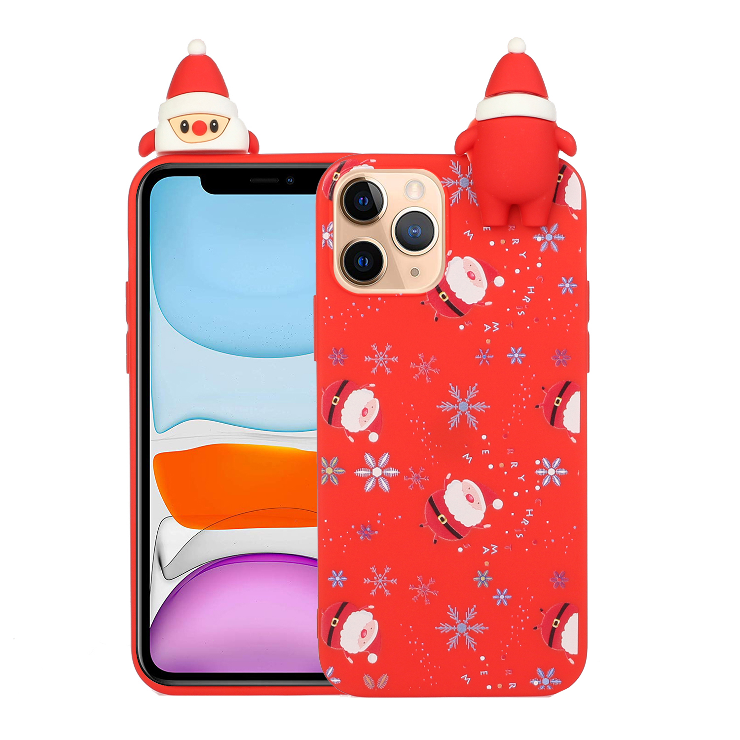 

Christmas Series Pattern Printing + 3D Doll Decor TPU Phone Cover Case for iPhone 11 Pro - Santa Sticker, iPhone 11 Pro 5.8 inch