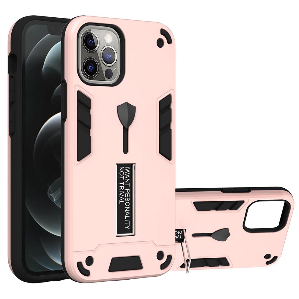 

ПК + TPU + Металлический Чехол Для Телефона С Невидимым Кибликатом Для IPhone 12/12 Pro - Розовый, iPhone 12