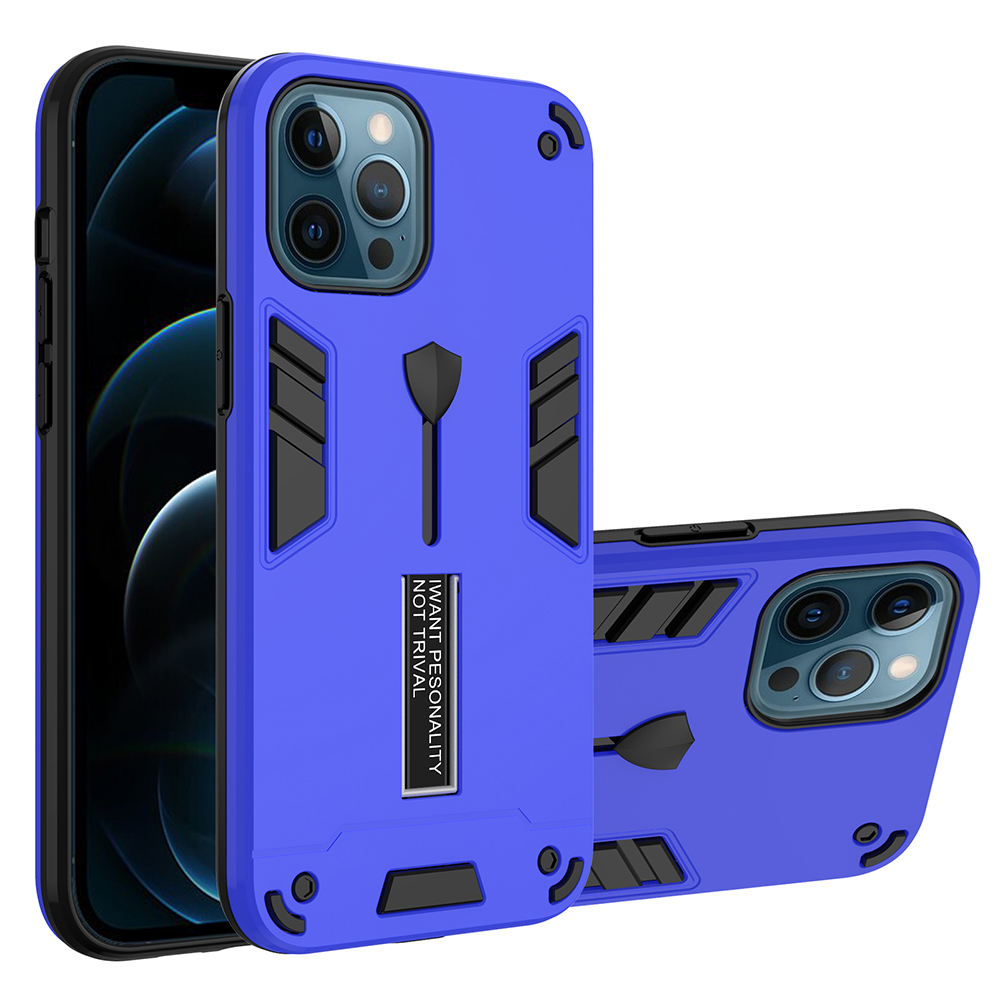 

2 В 1 ПК + TPU + Металлический Чехол Для Телефона С Скрытым Кибликатом Для IPhone 12 Pro Max - Синий, iPhone 12 Pro Max