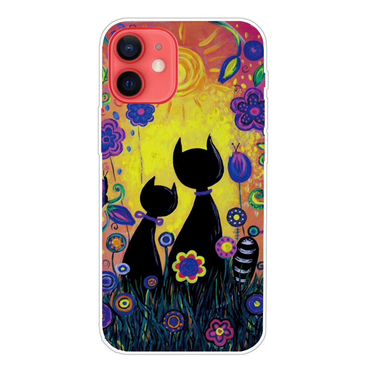 

High Transmittance Pattern Printing TPU Phone Case for iPhone 12 mini - Black Cats, iPhone 12 mini