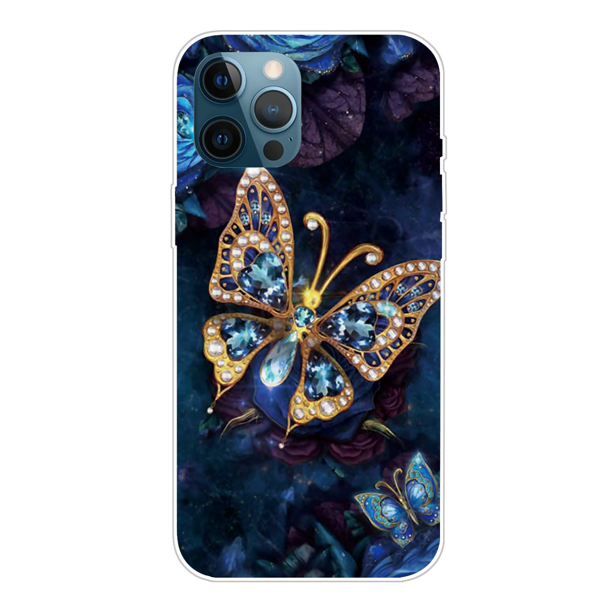 

High Transmittance Pattern Printing for iPhone 12/12 Pro TPU Phone Case - Vivid Butterfly, iPhone 12
