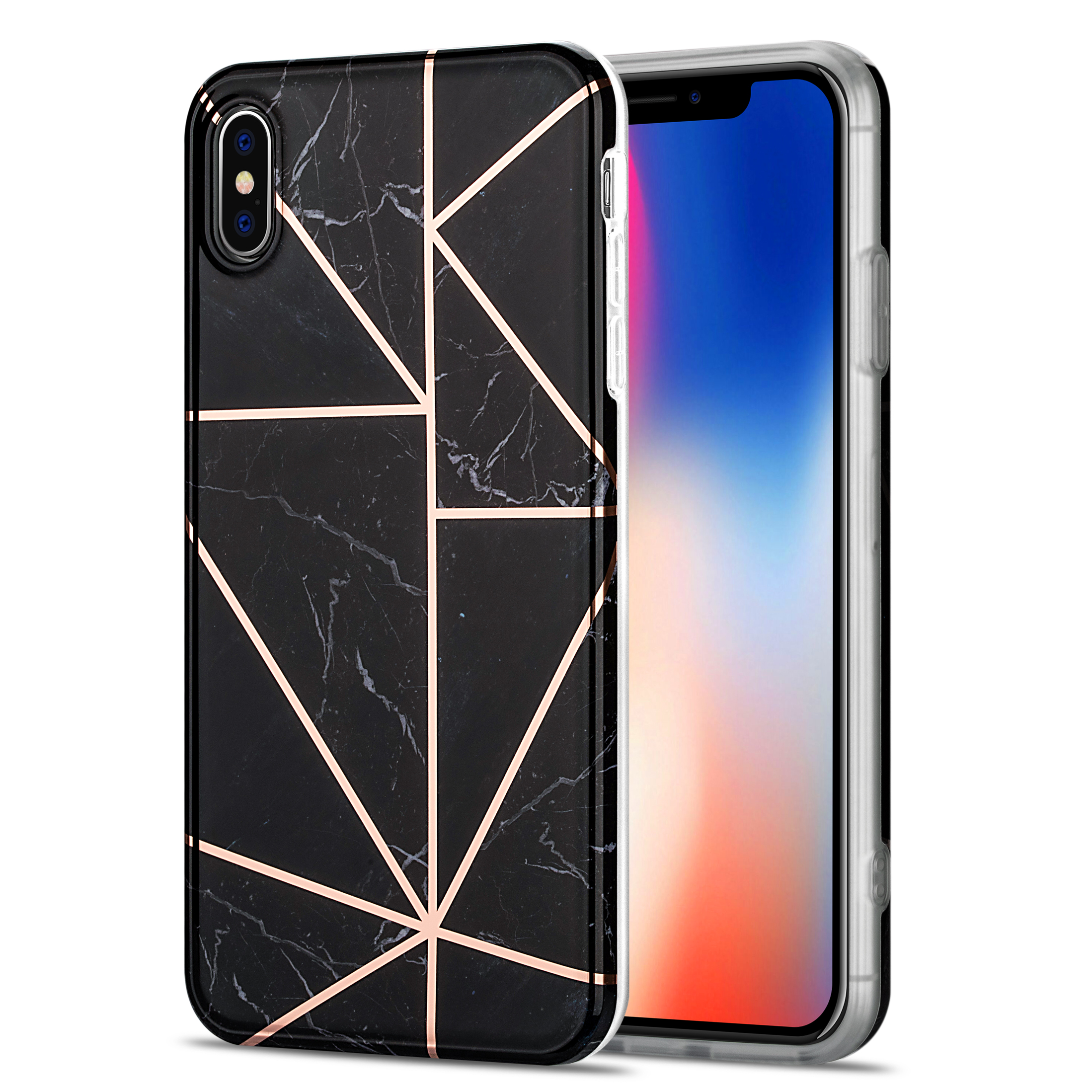 

Красочные Сплайные Мраморные Шаблон Прямой Кромки Телефона Чехол Для IPhone Xs Max - Чернить, iPhone XS Max 6.5 inch